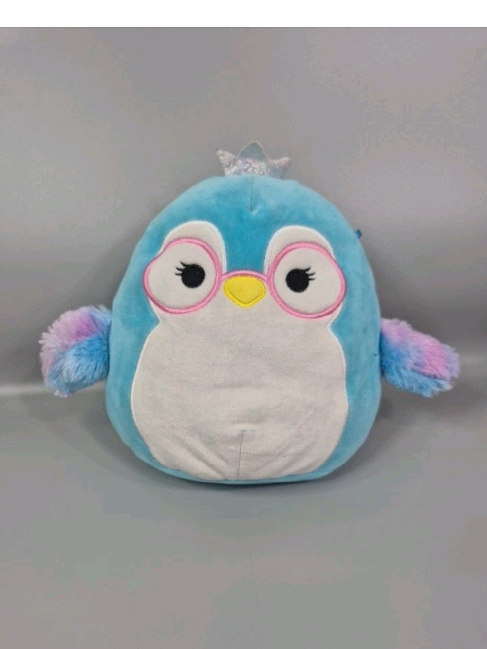 Squishmallows Raina the Penguin 8” Plush  Blue Penguin With Glasses Pre Loved
